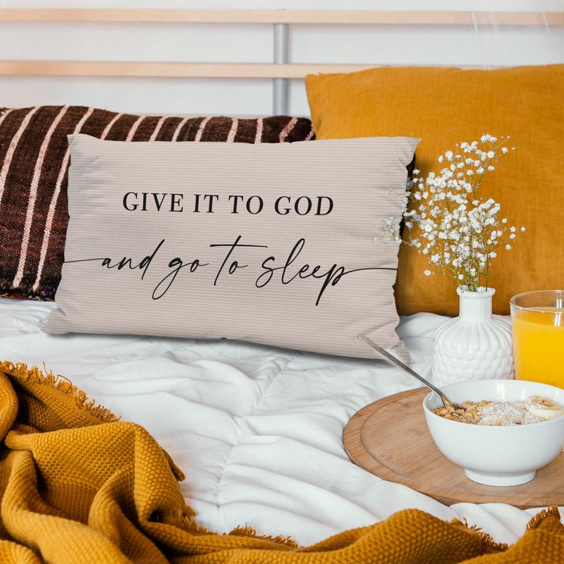 Knibeo Give It to God and Go to Sleep  Decorative Corduroy Pillows Cover for Bed Corduroy Pillows Cover for Bed 12x20 Inch Pillow Case Decorative Corduroy Pillows Cover for Room(Tawny 12"" x 20"") - Image 4