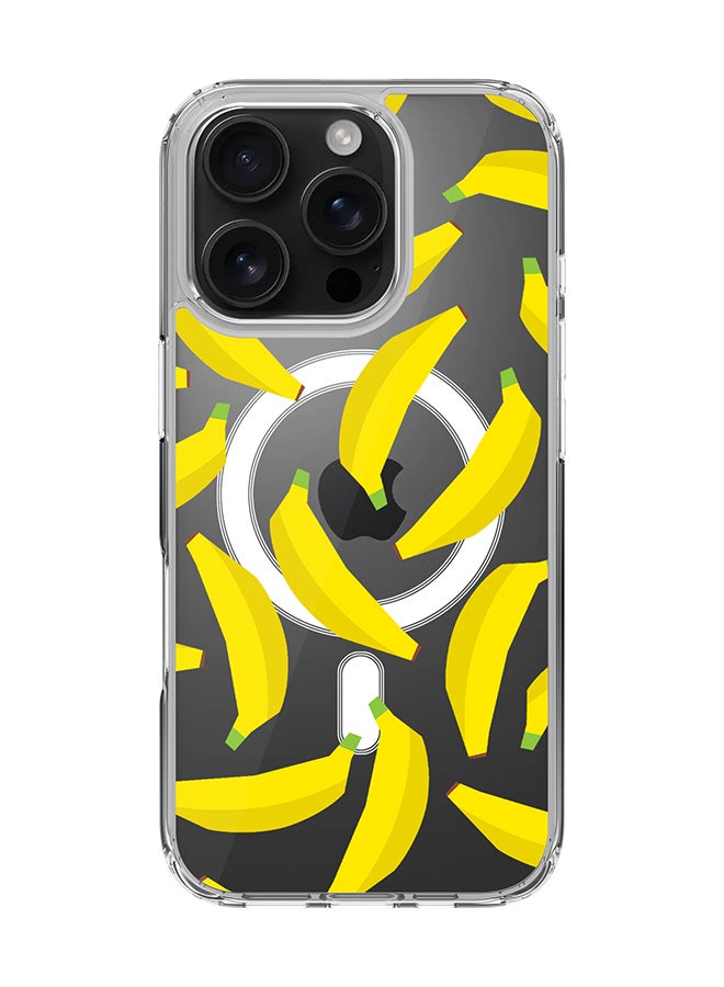 Stylizedd For iPhone 16 Pro Case [Compatible with MagSafe] Slim Magnetic cover Clear Phone Case - Scattered Bananas - Image 1