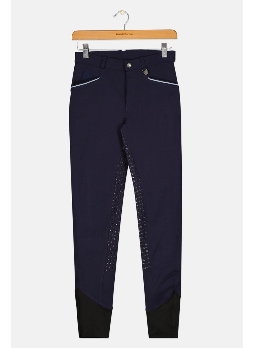 Tchibo Kids Girl Regular Fit Textured Pull On Pants, Navy Blue  - Image 1
