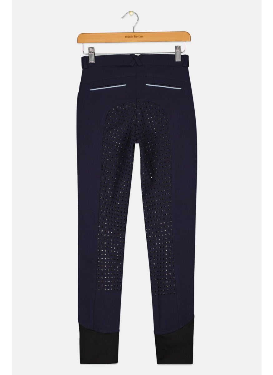 Tchibo Kids Girl Regular Fit Textured Pull On Pants, Navy Blue  - Image 2