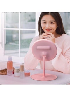 Huitich Round Adjustable LED Makeup Mirror with Storage Tray Pink  - Image 4