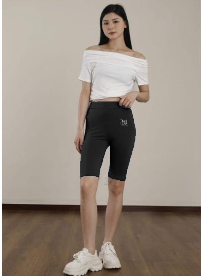 Women's Knee Length Cotton Biker Shorts Leggings Walking Exercise Workout Yoga Boyshorts Activewear KU361 - Image 2