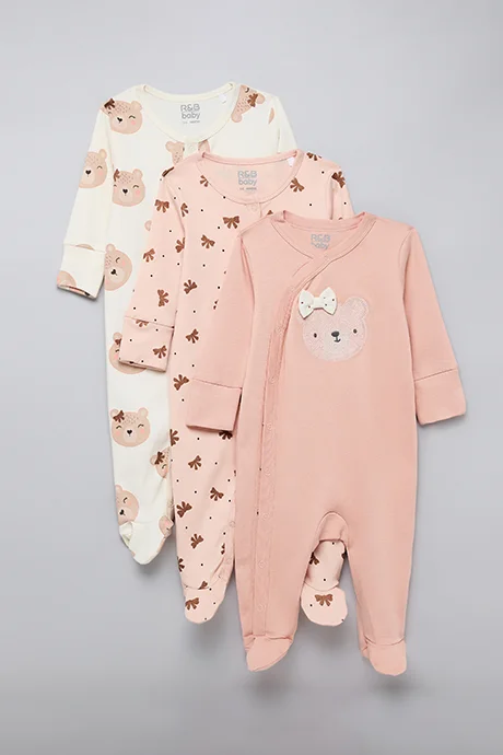 أر أند بي 3 Pack Printed Sleepsuit