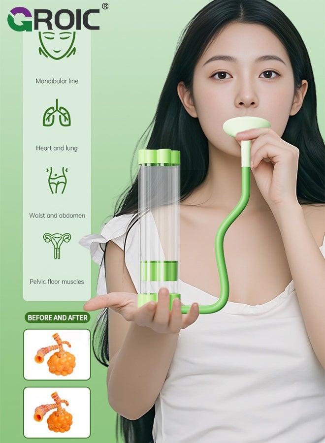 GROIC Breathing Exercise Device for Lungs, Dumbbell Breathing Trainer, Abdominal Muscle Trainer, Deep Breathing Trainer for Lung Capacity Exercise, Facial Muscle Natural Lung Trainer (100g, Green) - Image 4