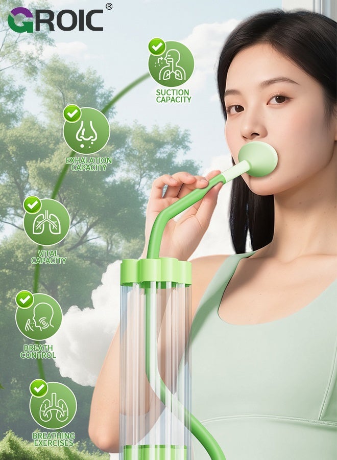GROIC Breathing Exercise Device for Lungs, Dumbbell Breathing Trainer, Abdominal Muscle Trainer, Deep Breathing Trainer for Lung Capacity Exercise, Facial Muscle Natural Lung Trainer (100g, Green) - Image 3