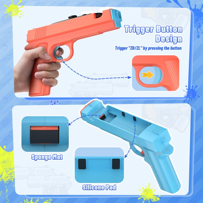 FASTSNAIL 2 Pack Gun Controller for Nintendo Switch 2 Joypad, Dual Trigger Shooting Gun Grip with Anti-Slip Design for Joycon2, for Big Buck Hunter, for House of the Dead & More (Not for Switch 1) - Image 2