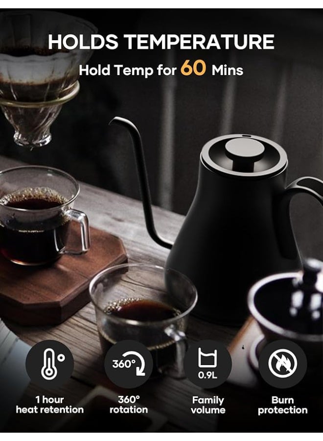 الكوكيناري غلاية كهربائية Cocinare FLOW M9 Artisan برقبة إوزة، سعة 0.9 لتر، قدرة 1200 واط، تحكم دقيق في درجة الحرارة، من الفولاذ المقاوم للصدأ، بتصميم Rainforest (الغابة المطيرة) - Image 2