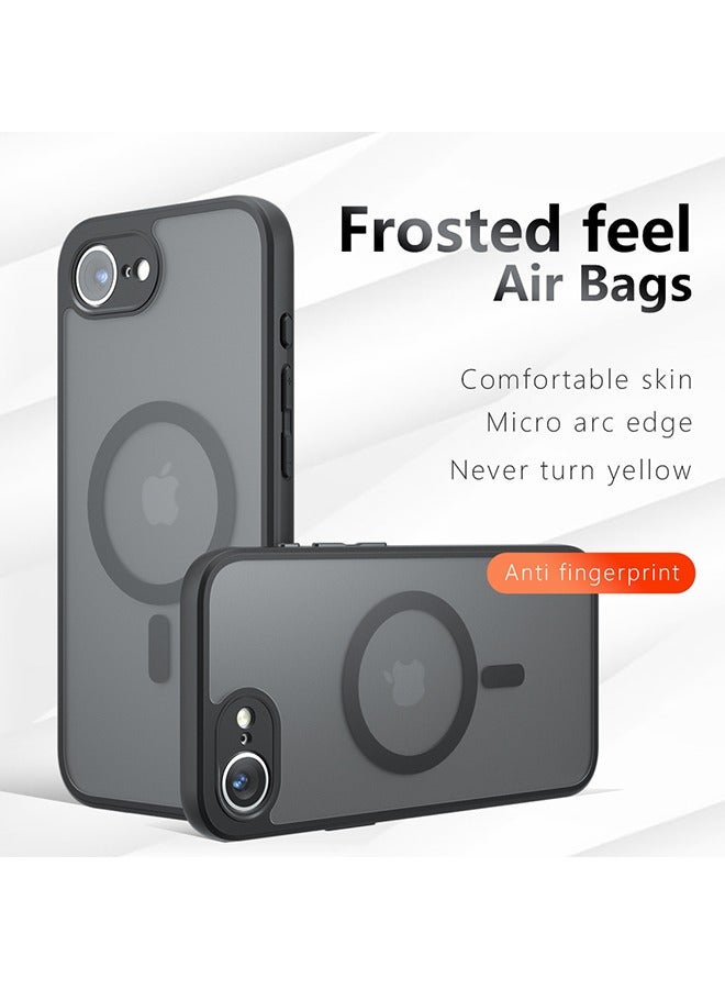 القضية المغناطيسية لآيفون 16e 5G, الجليد الشفاف الظهر الوقائي غطاء الهاتف النحيف, مكافحة بصمات الأصابع, مكافحة السقوط حماية, حالة مقاومة للصدمات لآيفون 16e 5G (أسود) - Image 1