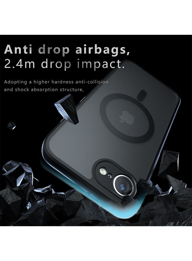 القضية المغناطيسية لآيفون 16e 5G, الجليد الشفاف الظهر الوقائي غطاء الهاتف النحيف, مكافحة بصمات الأصابع, مكافحة السقوط حماية, حالة مقاومة للصدمات لآيفون 16e 5G (أسود) - Image 2