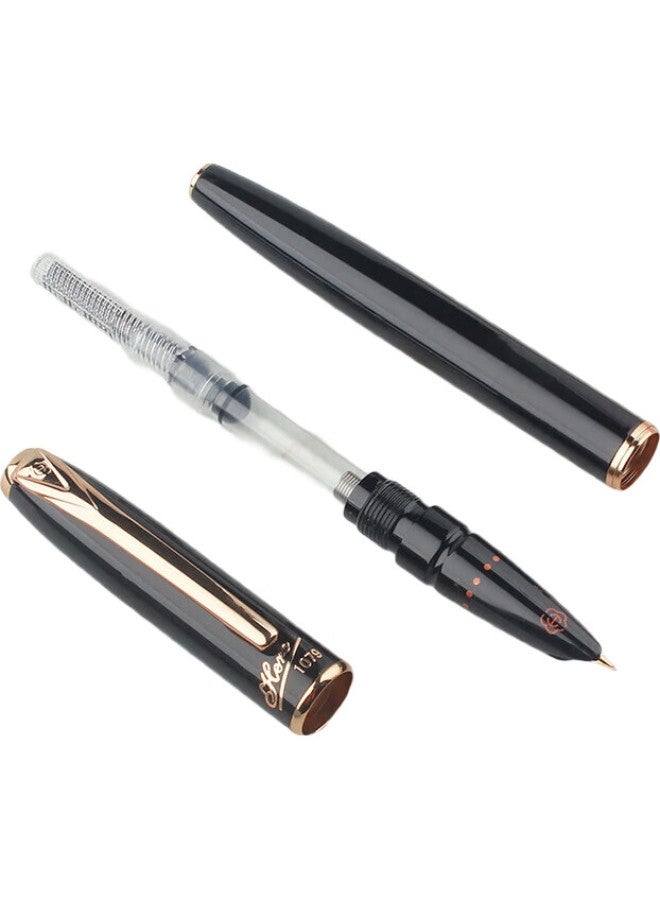 Hero [Back-To Gift] Fountain Pen, Black Elegant, Financial Accounting Extra Fine Ef Nib, Dark Iridium Nib, Office Writing Pen, Signature Pen 1079 - Image 1