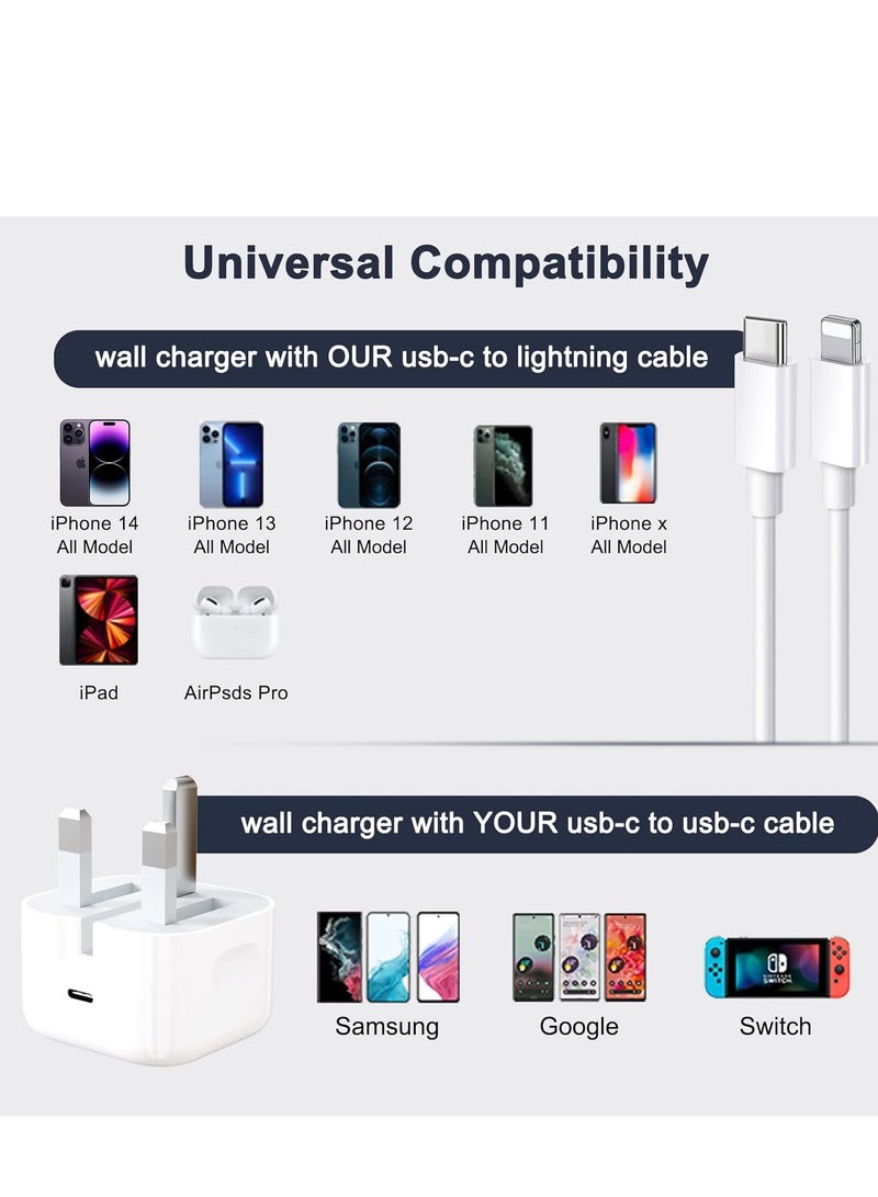 Suitable for Apple 20W British standard charging headband 1 meter fast charging cable white - Image 5