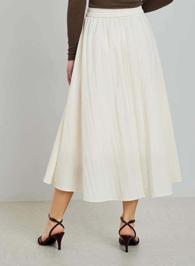 Styli Beige A-Line Midi Skirt - Image 4