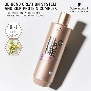 Schwarzkopf Professional شوارزكوف بروفيشينال بلوند مي كول بلوندز شامبو كول للشعر الملون والمفتوح والمبيض بتقنية إنشاء الروابط 3D مع مركب بروتين زهرة المخمل الناعمة 300 مل - Image 5