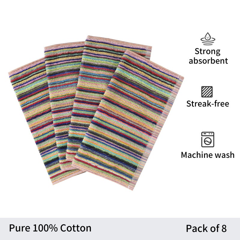 Oeleky Kitchen Dishcloths for Washing Dishes, Ultra Absorbent Dish Rags, Cotton Cleaning Cloths Pack of 8, 12x12 Inches (multi-1, 12x12 inch) - Image 3