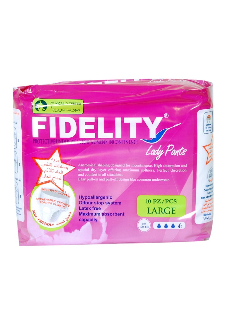 Lady Pants Medium 10s | High Absorbency Leak-Proof Female Incontinence Diapers for Women