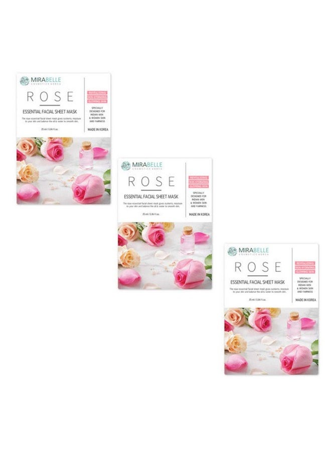 MIRABELLE Korea Rose Sheet Mask Pack Of 3 