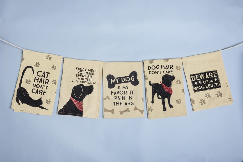 Primitives by Kathy Cotton Dish Towel Set - Dog Design  Kitchen/Bathroom Decor  Tea Towels  28""x28"" - Image 2