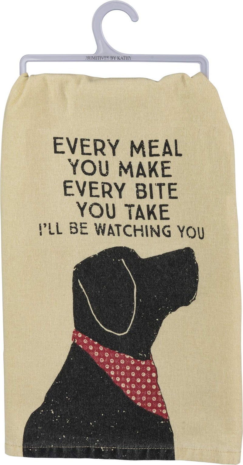 Primitives by Kathy Cotton Dish Towel Set - Dog Design  Kitchen/Bathroom Decor  Tea Towels  28""x28"" - Image 1