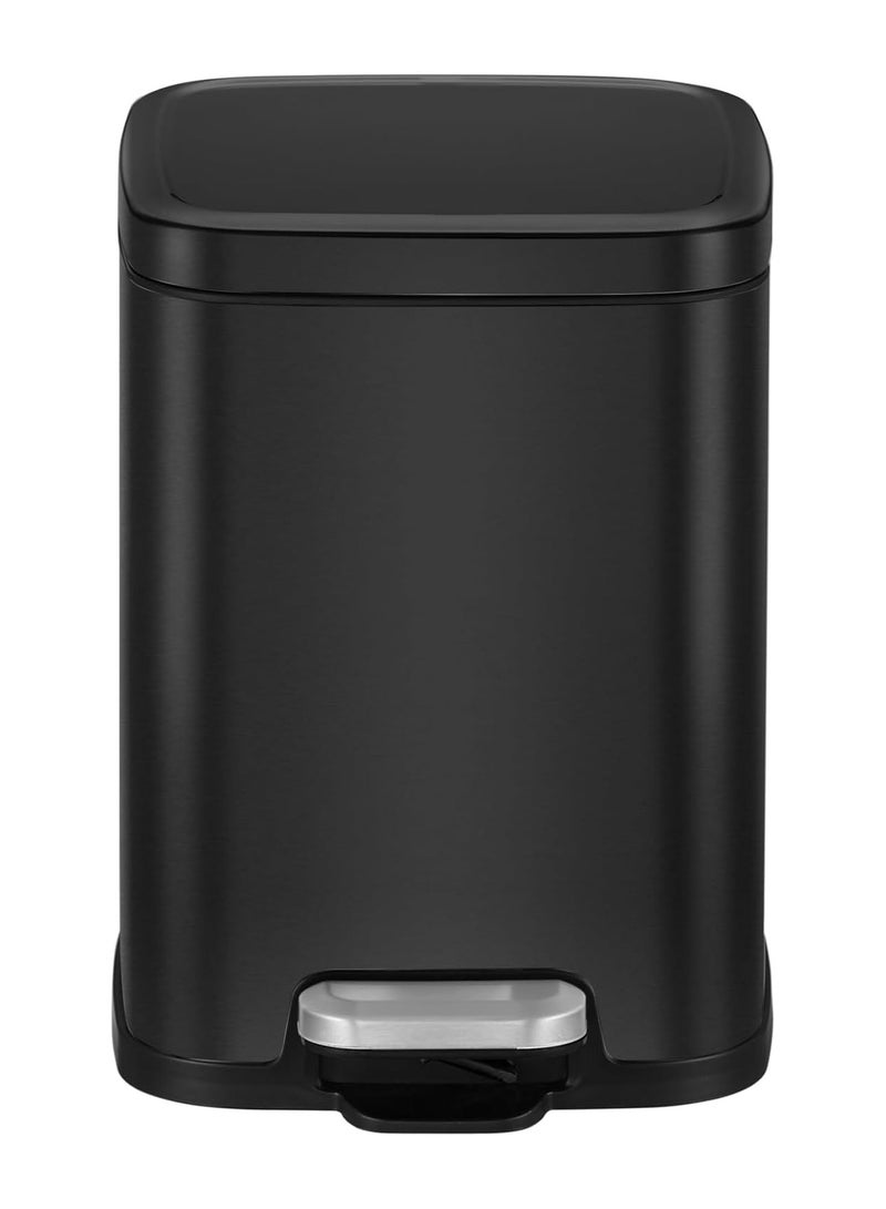 EKO EKO 6L Square Step Bin Stella - Black | Compact, Stylish Pedal Bin | Soft-Close Lid | Fingerprint-Resistant Stainless Steel - Image 2