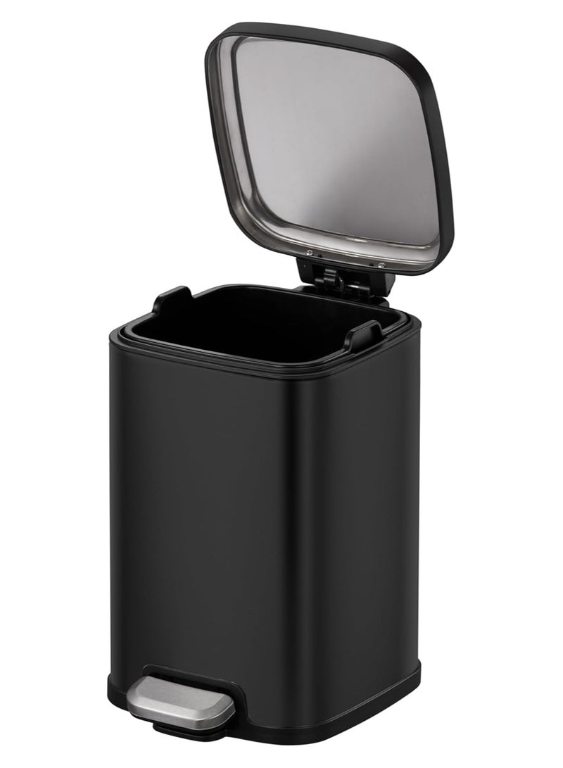 EKO EKO 6L Square Step Bin Stella - Black | Compact, Stylish Pedal Bin | Soft-Close Lid | Fingerprint-Resistant Stainless Steel - Image 3
