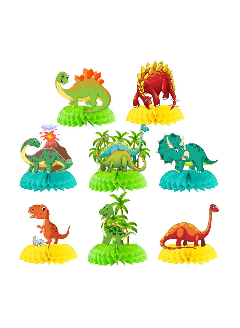 SOLARAE Dinosaur Birthday Party Decorations - 8 PCS Colorful Honeycomb Centerpieces for Kids Aged 1-5, Perfect for Boys and Girls, 7.9-inch Table Decor and Party Favors for Ages 4-8. - Image 2