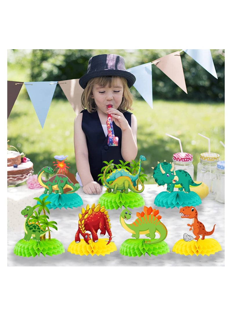 SOLARAE Dinosaur Birthday Party Decorations - 8 PCS Colorful Honeycomb Centerpieces for Kids Aged 1-5, Perfect for Boys and Girls, 7.9-inch Table Decor and Party Favors for Ages 4-8. - Image 4