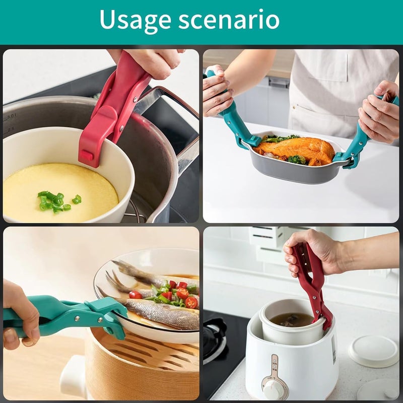 Dec Kitchenpro Dec KitchenPro MultiPurpose Silicone AntiScalding Bowl Holder Clips NonSlip Heat Insulation Grippers for Pots Bowls and Dishes Set of 2  - Image 5