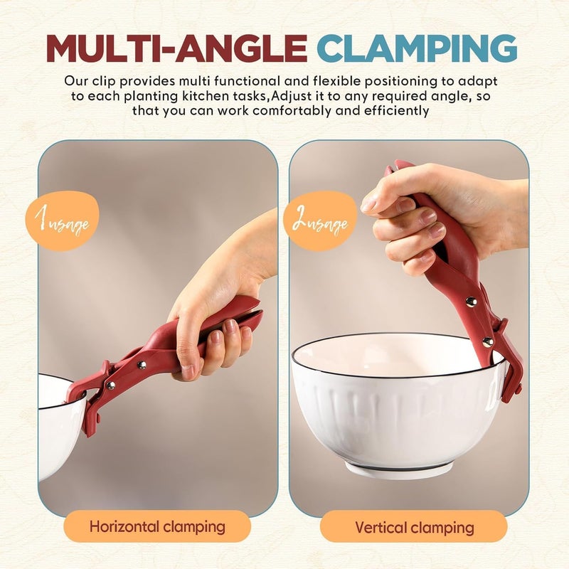 Dec Kitchenpro Dec KitchenPro MultiPurpose Silicone AntiScalding Bowl Holder Clips NonSlip Heat Insulation Grippers for Pots Bowls and Dishes Set of 2  - Image 4