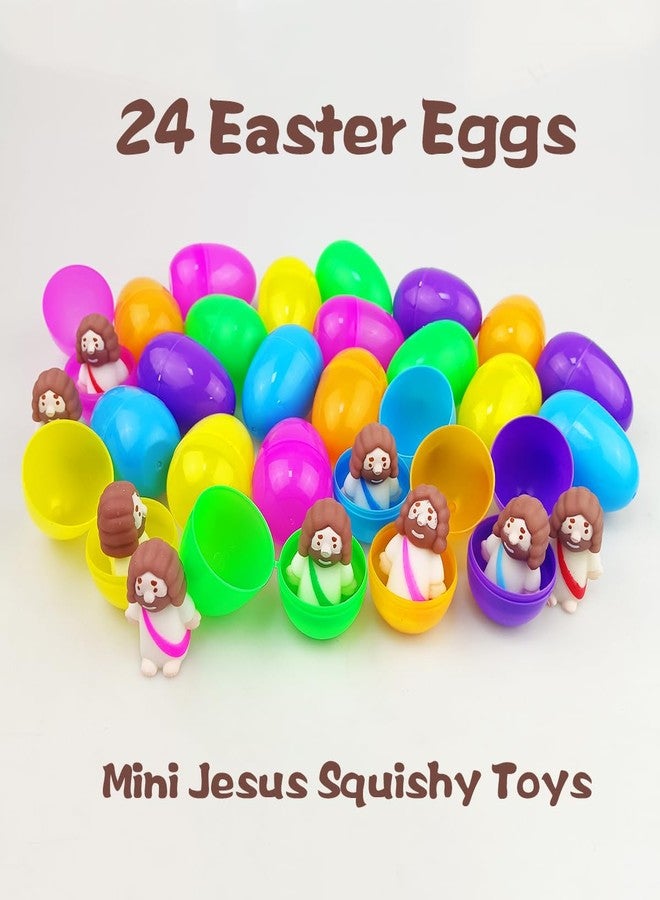 Jofan 24 Pack Plastic Prefilled Easter Eggs with Mini Jesus Mochi Squishy Toys Inside for Kids Boys Girls Toddlers Easter Basket Stuffers Gifts Fillers Party Favors - Image 3