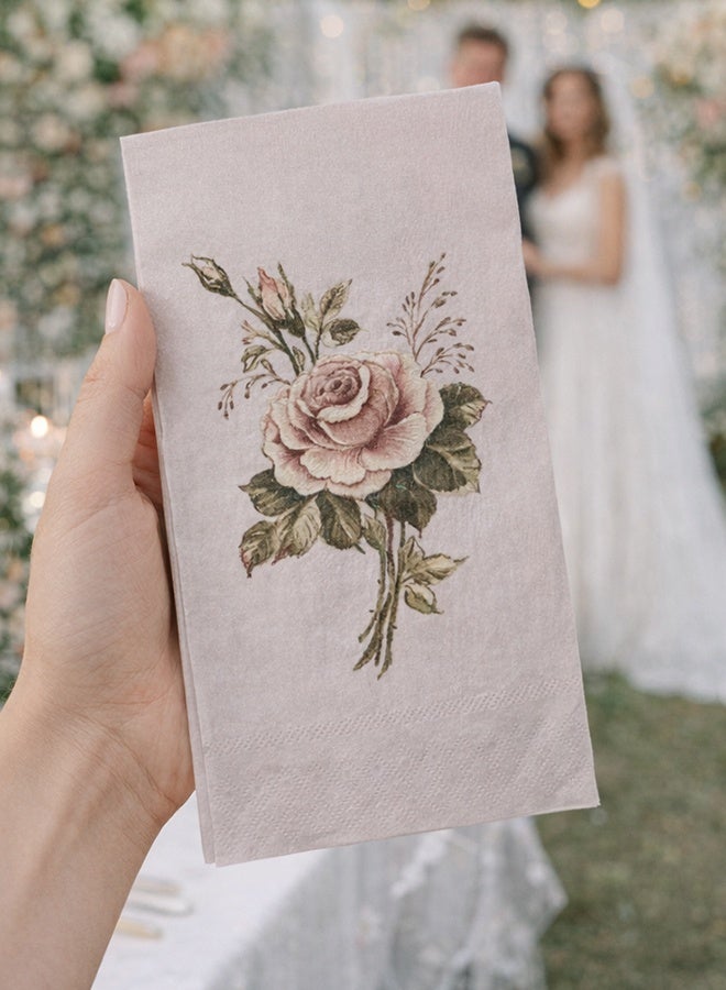 20 Pieces Disposable Napkins, Vintage Rose Floral Paper Table Napkins Set for Wedding Party, Dinner Table & Afternoon Tea Decor - Image 3