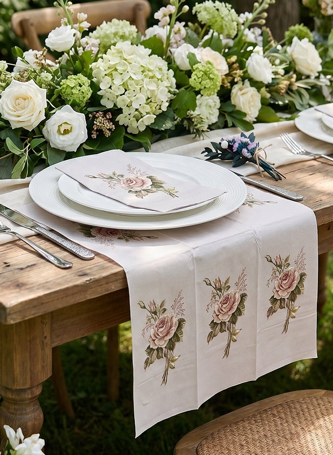 20 Pieces Disposable Napkins, Vintage Rose Floral Paper Table Napkins Set for Wedding Party, Dinner Table & Afternoon Tea Decor - Image 5