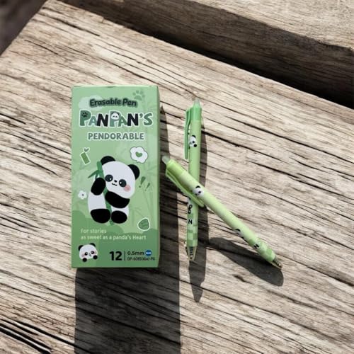 DEOXY 12Pcs Panda Pen Retractable Erasable Gel Pens, 0.5 mm Fine Point Smooth Writing Eraser Pen, Quick Drying Blue Ink for Office School Note Taking Birthday Return Gifts for Kids - Image 5