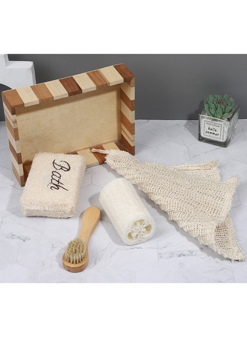 شاربدو مجموعة حمام 4 في 1 مجموعة استحمام طبيعية متعددة الوظائف للنساء والأطفال، مجموعة إكسسوارات الحمام - Image 2