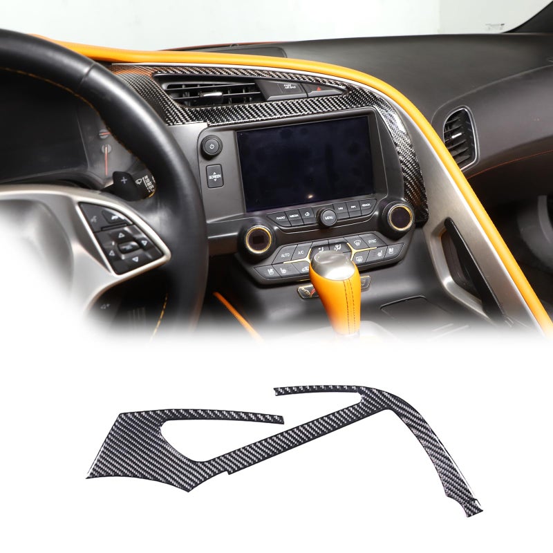 Sekhyna Center Console Air Conditioner Outlet Trim Strips Compatible with Corvette C7 Stingray 20142019 Soft Carbon Fiber 1PCS Navigation Screen Frame Sticker Trim Black Carbon - Image 2