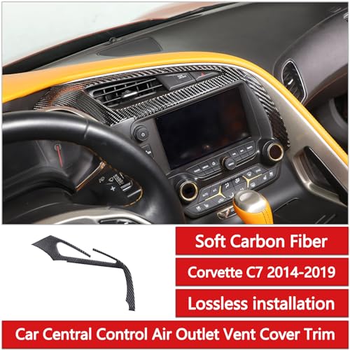 Sekhyna Center Console Air Conditioner Outlet Trim Strips Compatible with Corvette C7 Stingray 20142019 Soft Carbon Fiber 1PCS Navigation Screen Frame Sticker Trim Black Carbon - Image 3