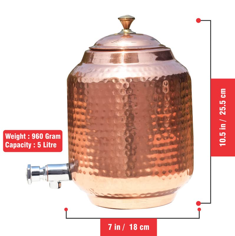 Pure Source India Pure Source India Copper Water Pitcher/Dispenser/Container with Tap for Storage & Serving Water (5000ml) - Image 3