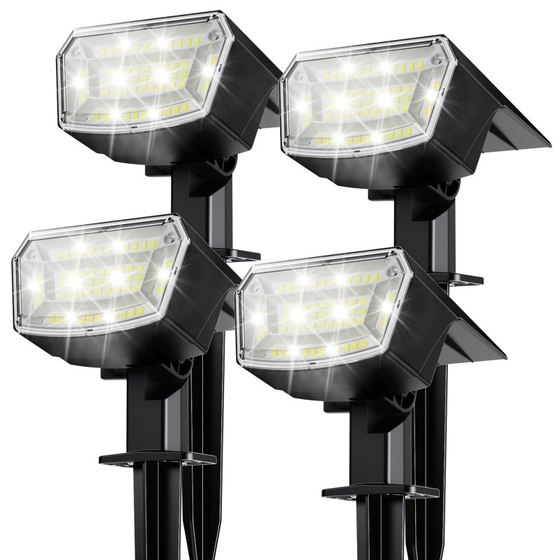TECKNET Spot Lights Outdoor with 59 LED 4 Pack Solar Lights Outdoor Waterproof IP65 Auto OnOff Solar Spot Lights 3 Lighting Modes Solar Powered Garden 2in1 Solars Landscape Light Cool White - Image 2