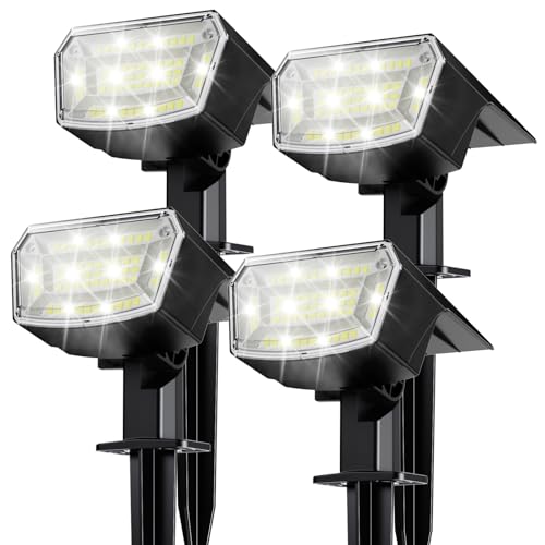 TECKNET Spot Lights Outdoor with 59 LED 4 Pack Solar Lights Outdoor Waterproof IP65 Auto OnOff Solar Spot Lights 3 Lighting Modes Solar Powered Garden 2in1 Solars Landscape Light Cool White - Image 1
