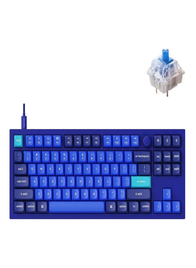 Keychron Q3 Wired Custom Mechanical Keyboard Knob Version, TKL Tenkeyless QMK/VIA Programmable Macro with Hot-swappable Gateron G Pro Blue Switch Double Gasket Compatible with Mac Windows Linux (Blue) - Image 1