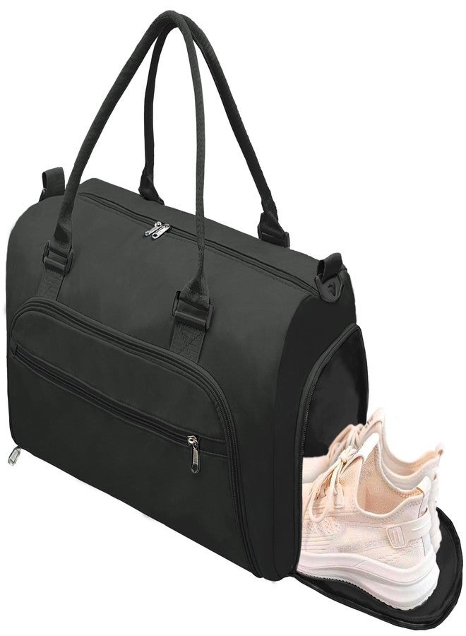 woogwin Small Gym Bag for Men & Women with Shoes & Wet Compartment Waterproof Duffle Bag for Travel Sports Workout Overnight Weekender(17.7'',Black) - Image 1