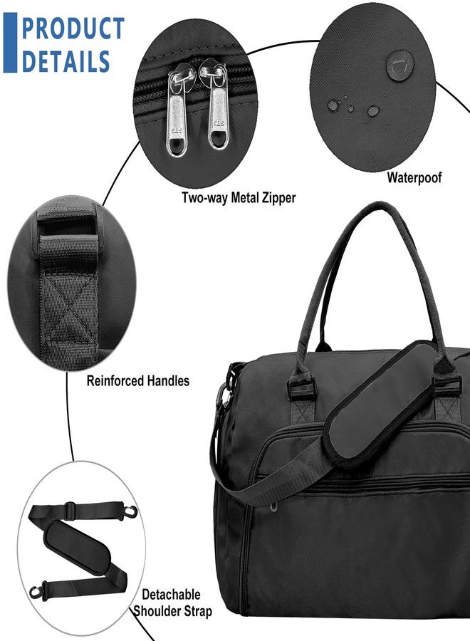 woogwin Small Gym Bag for Men & Women with Shoes & Wet Compartment Waterproof Duffle Bag for Travel Sports Workout Overnight Weekender(17.7'',Black) - Image 3