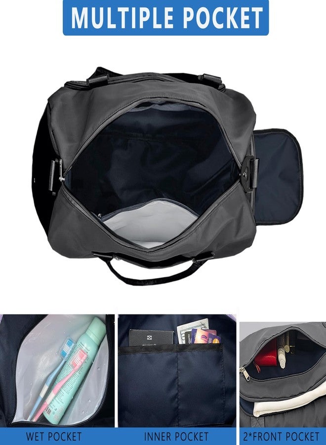 woogwin Small Gym Bag for Men & Women with Shoes & Wet Compartment Waterproof Duffle Bag for Travel Sports Workout Overnight Weekender(17.7'',Black) - Image 4