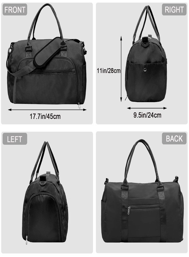 woogwin Small Gym Bag for Men & Women with Shoes & Wet Compartment Waterproof Duffle Bag for Travel Sports Workout Overnight Weekender(17.7'',Black) - Image 2