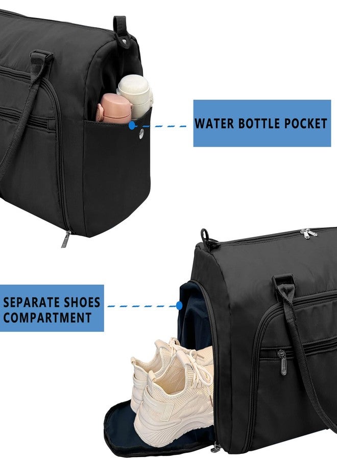 woogwin Small Gym Bag for Men & Women with Shoes & Wet Compartment Waterproof Duffle Bag for Travel Sports Workout Overnight Weekender(17.7'',Black) - Image 5