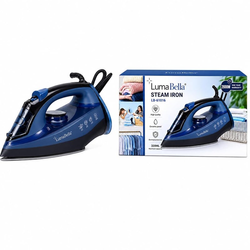 LumaBella LB-61016 Steam Iron 2600W with Ceramic Soleplate - A1-508