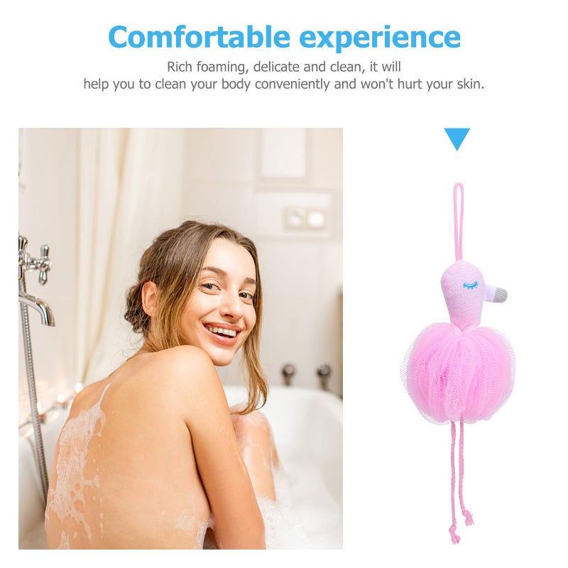 Flamingo Bath Shower Ball 3 Pack Pink Mesh Pouf Exfoliating Scrubber For Adults - Image 4