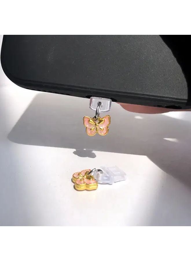 Mini Pink Butterfly Phone Dust Plug For Type C Charging Port Protector - Image 3