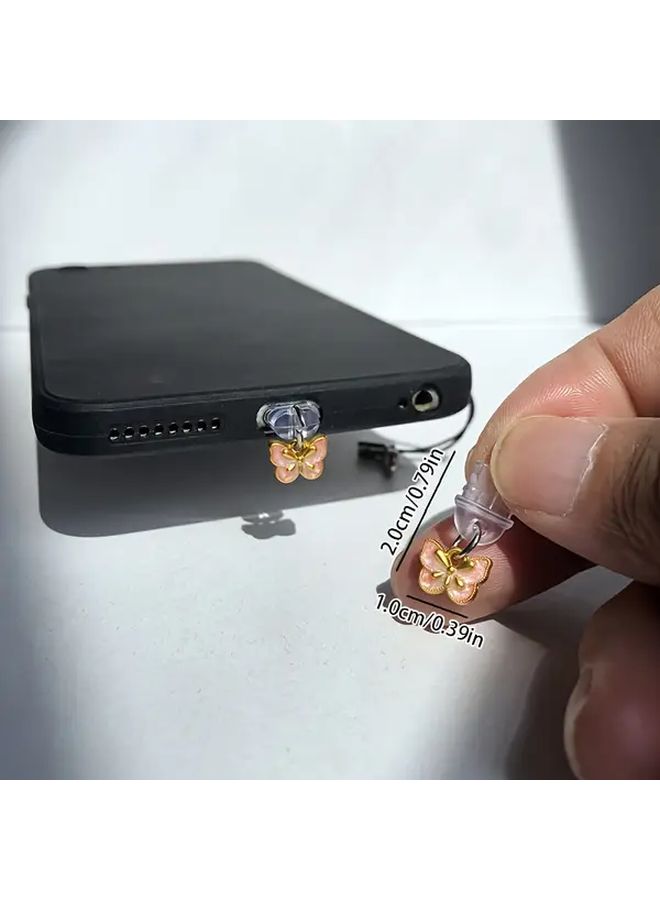 Mini Pink Butterfly Phone Dust Plug For Type C Charging Port Protector - Image 2