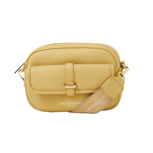 Accessorize London Women's Yellow Camera Webbing Strap Sling Bag - Image 1
