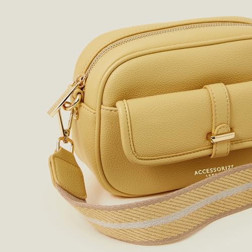 Accessorize London Women's Yellow Camera Webbing Strap Sling Bag - Image 4